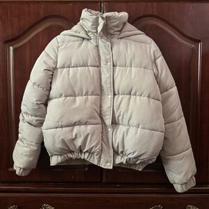 Missguided: Women's Light Grey Puffer Hooded Jacket